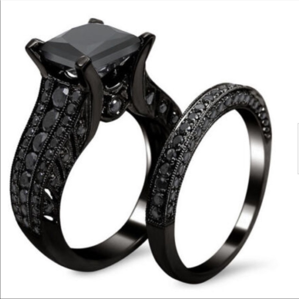 New Luxury 18k gold filled round cut black zircon